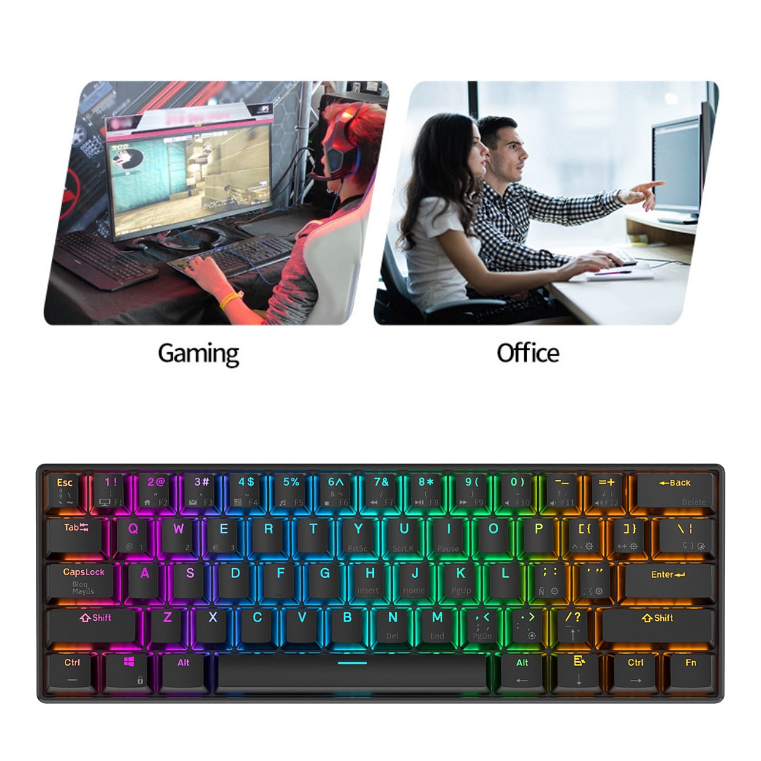 Teclado Mecánico Gamer Bluetooth Royal Kludge Rk61 Español Negro RGB